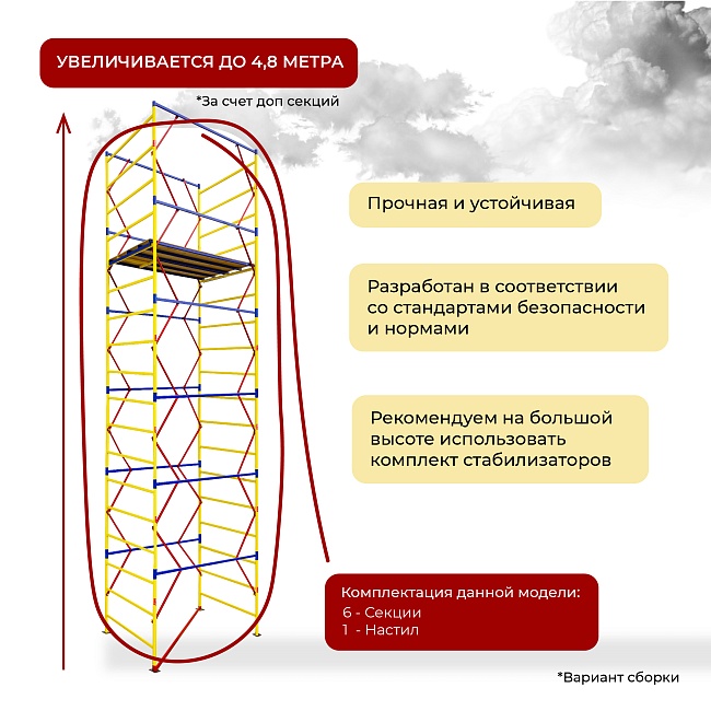 Вышка-тура Промышленник ВСЭ 1.2х2.0, 7.2 м ver. 2.0 фото 6