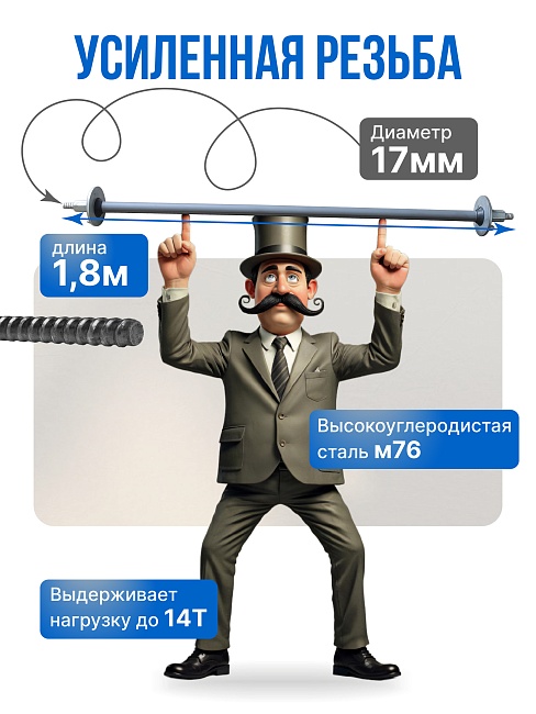 Винт стяжной для опалубки Промышленник холоднокатаный 1,8 м упаковка 10 шт. фото 3